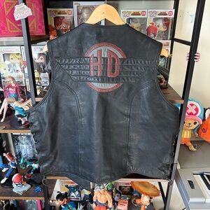Vintage Harley Davidson Leather Vest Women’s 2XL Men’s L HD Logo Lace Up